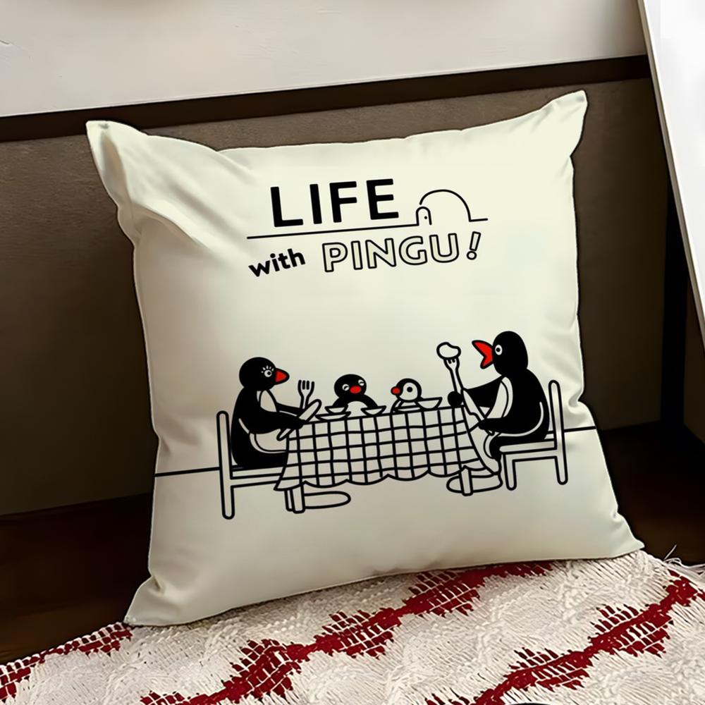 Cartoon Cute PPingu Cushion Cover Reversible Soft Durable Pillow Cover Home  Car MultiScene Use for Daily Comfort