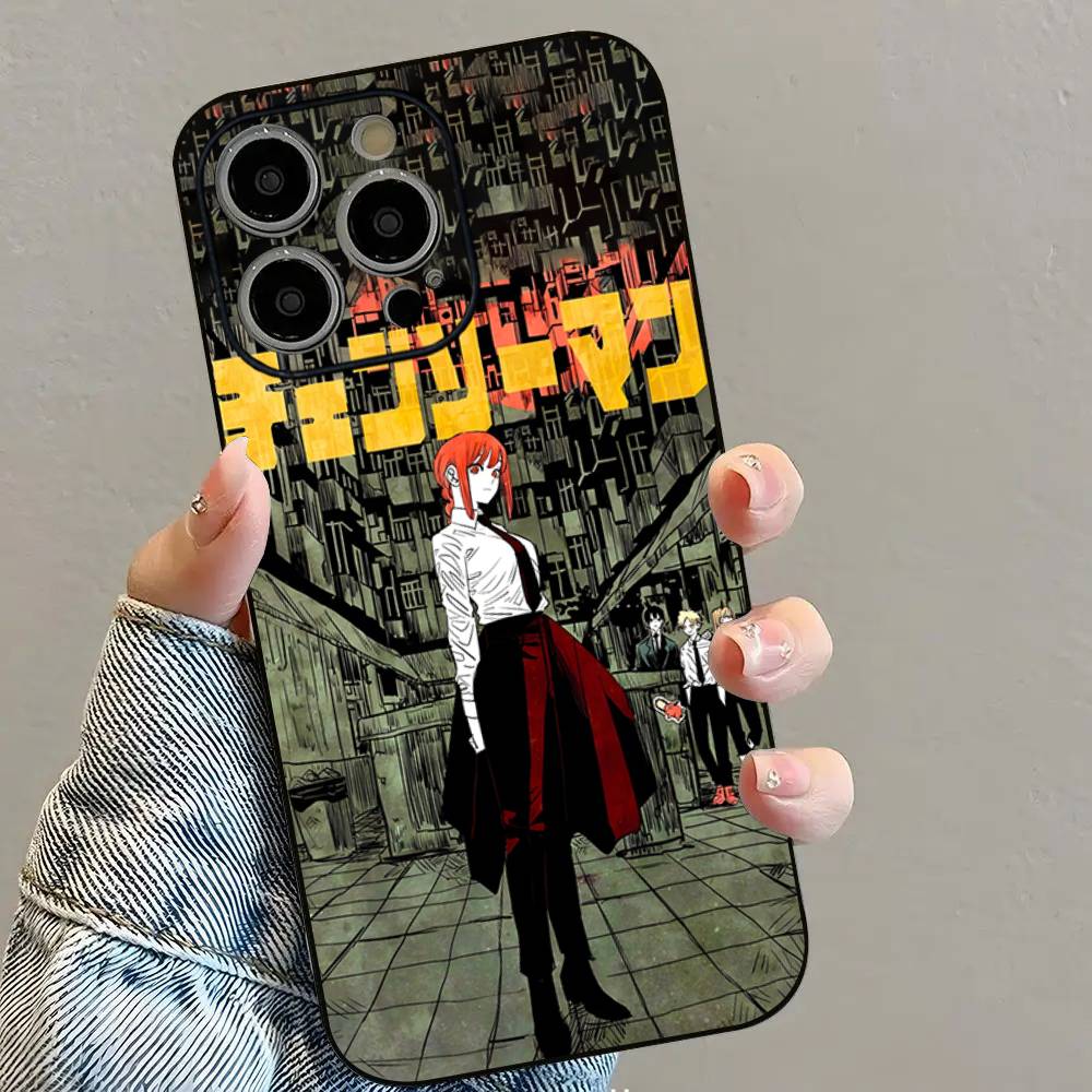 

Чехол для телефона Аниме Человек-бензопила Макима Для iPhone 17 Air 16 e 15 14 13 12 11 Pro Max Plus Mini SE 2020 2022 Мягкий ТПУ Чехол iPhone 16 Plus