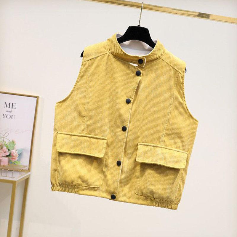 Vest for Women Cotton Winter Sleeveless Tops Vest Vintage Solid-Color Button Thickened Casual V-neck Vest