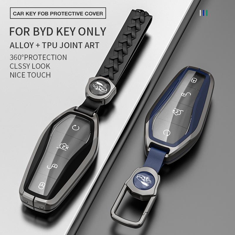 Compatible Key Case for 21 BYD Models: Tang, Song, Yuan, Qin Plus DMI, EV Car Key Shell with Buckle