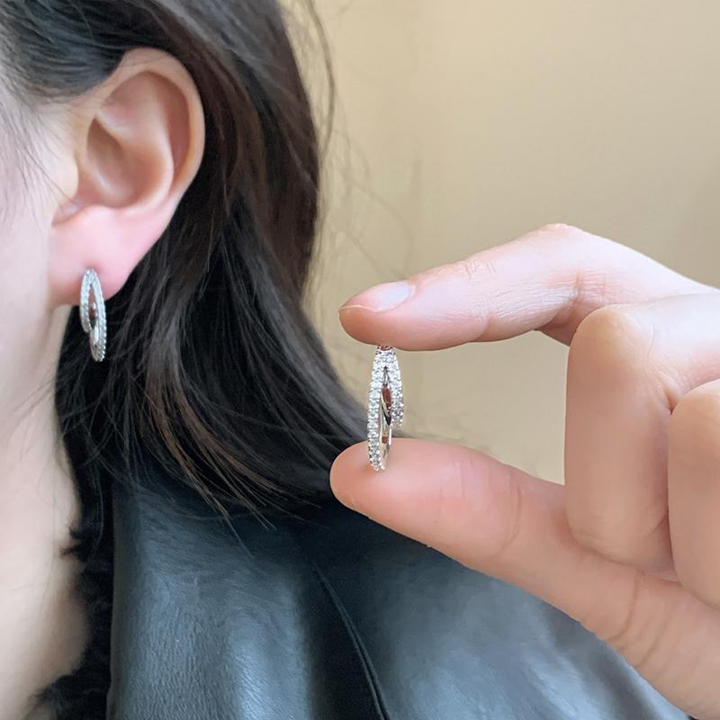 PONYKISS  Sterling Silver Zircon Double Round Hoop Earrings for Women Minimalist Personality Fine  Trendy Accessories