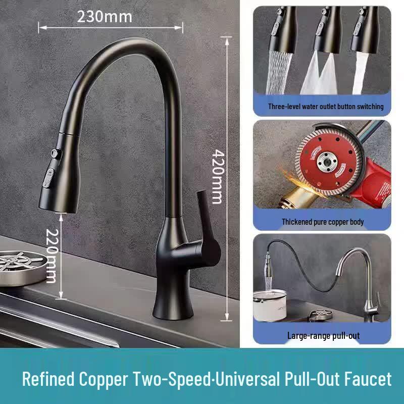 Luxury Pull-Out Kitchen Faucet with Dual Spray