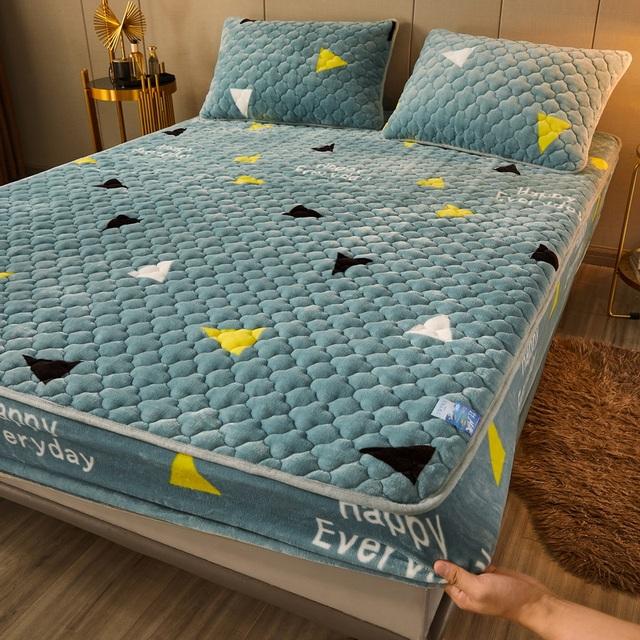 Lenzuolo con angoli in velluto 90x200 Lenzuolo addensato per la casa Coprimaterasso caldo Queen Size fundas de colchón