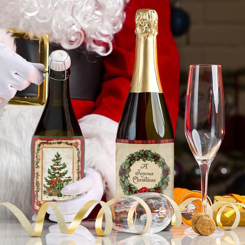 12pcs Elk Deer Bottle Gift Wrapping Tag Santa Wine Bottle Label  Bar