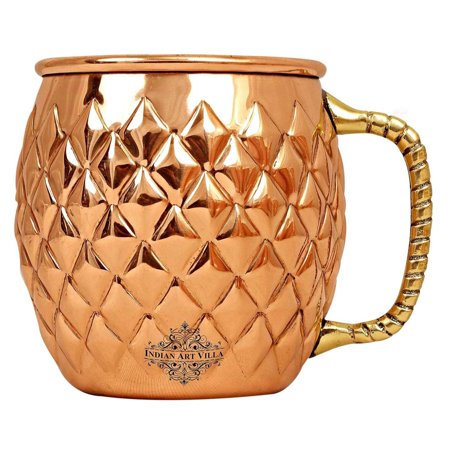 

Кружка для пива «Московский мул» из чистой меди, круглой формы, с ромбовидным чеканным дизайном, лучшая для пивных коктейльных вечеринок, барная посуда, объем - 600 мл