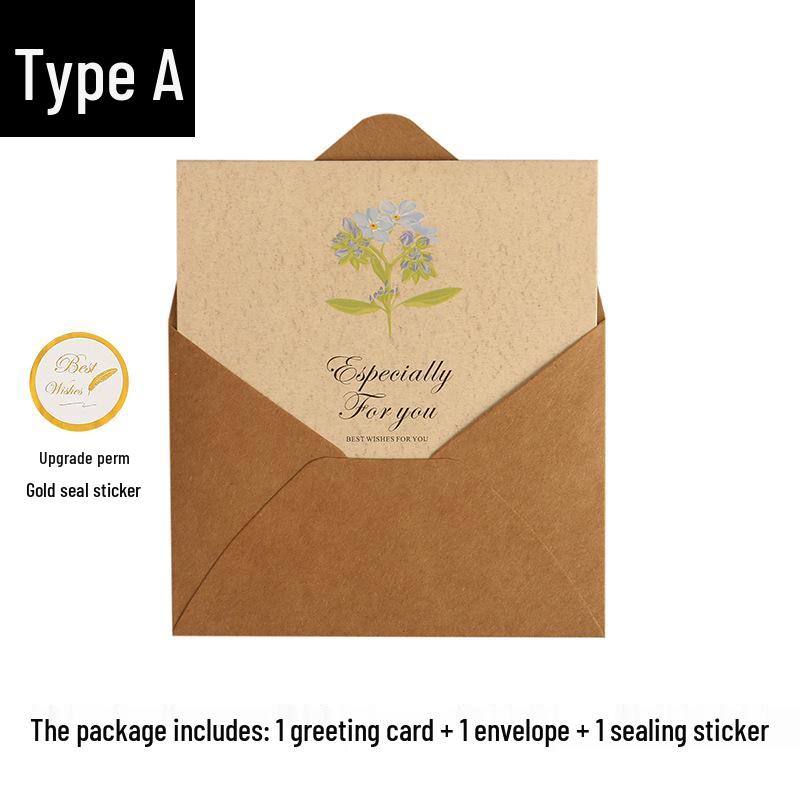 Retro Minimalist Floral and Leaf Greeting Card for Christmas, Birthday, Thanksgiving, or Thank You.