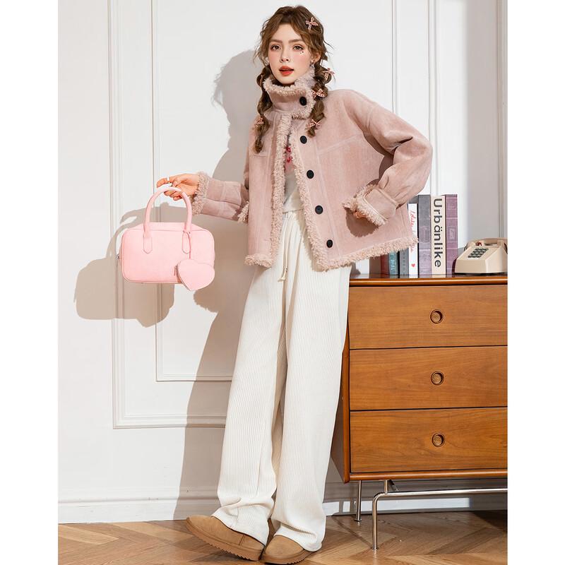 ET BOITE Women's Fleece-Lined Stand Collar Casual Jacket