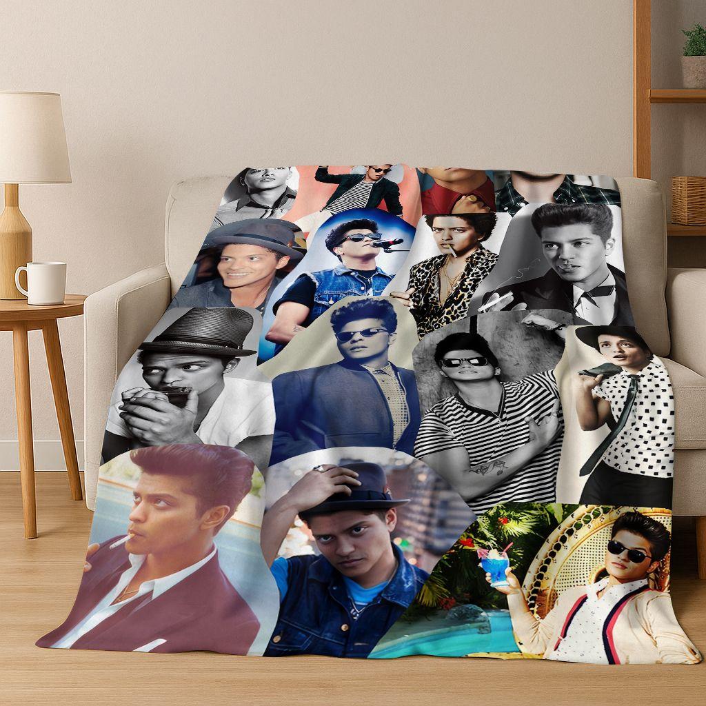 3D Bruno Mars Superstar Flanelldecke, kuschelweiche Überwurfdecke für Zuhause, Schlafzimmer, Bett, Sofa, Picknick, Büro, Geschenk für Kinder