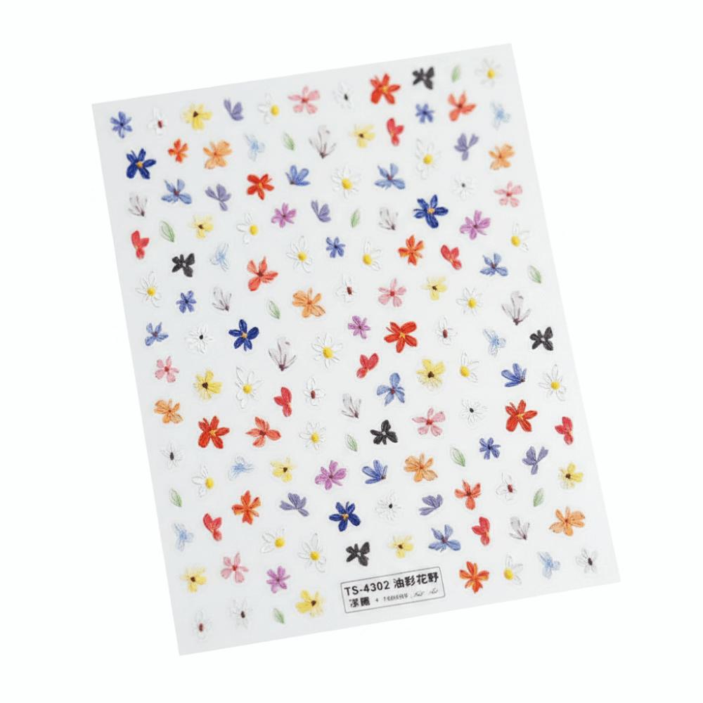 Hot Floral Nail Art Stickers Self-adhesive 5D Embossed Press On Decals Easy To Apply Nail Decoration Gift