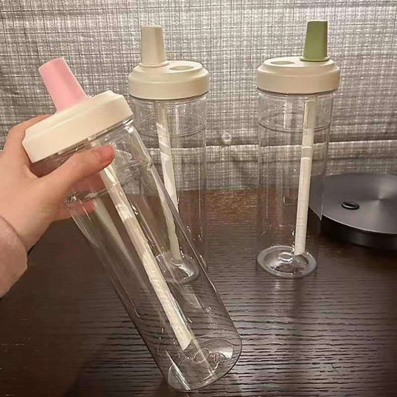 Taza de Agua Ligera de Plástico con Pajita Duradera Antiderrames para Picnic Deportes Camping