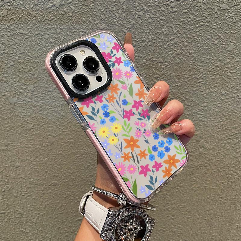 Summer new color floral mobile phone case iPhone17Pro transparent tpu soft case Apple 15 girls protective case