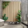 Cortină de duș pentru grădină tropicală - Gard de bambus, Foliș verde luxuriant, Poliester, Decor senin pentru baie, Ambiantă naturală