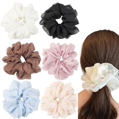 Women Silk Scrunchie Elastic Hair Ropes Band Ponytail Holder Headband Hair Accessories for Girls Chiffon Solid Color Hair Ties New