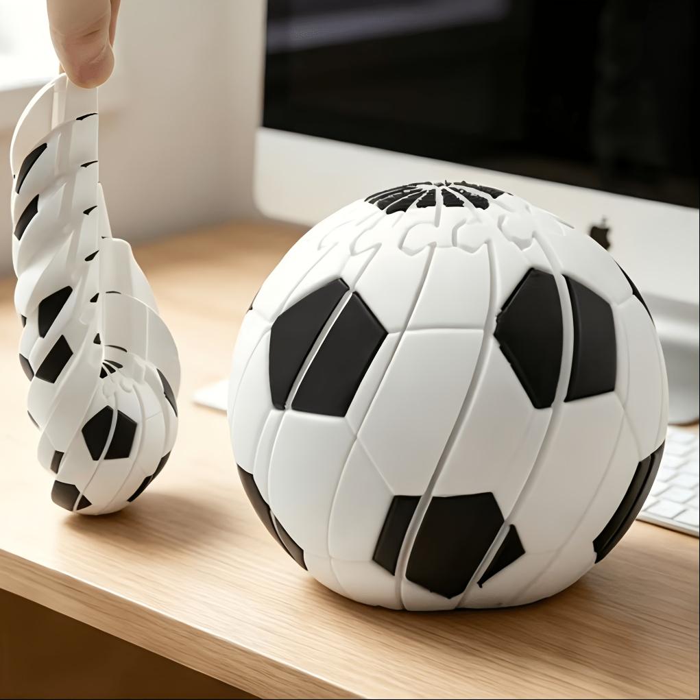 Creative Transformable Soccer Ornament Rotatable Twist Fingertip Fidget Stress Relief Souvenir Adult Sport Fan Daily Relax Use