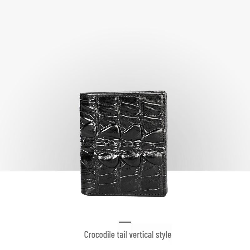 Carteira Masculina Retro em Couro Embossado – Padrão Crocodilo Longo com Vários Compartimentos para Cartões e Porta-Moedas.