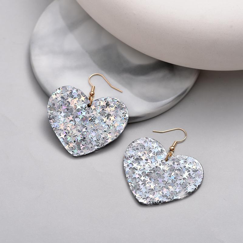 

Fashion Sweet Love Heart Drop Dangle Earrings For Women Bohemian Vintage Texture Acrylic Geometric Wedding Zircon Earrings Gift