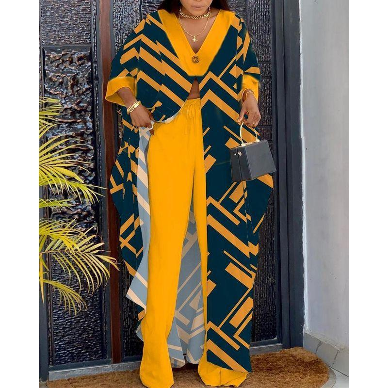 

Holiday Beach Leisure Suit Fashion Fashion V Neck Loose Vacation Beach Casual Suit Women LZR15467F-or S