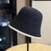 New Japanese-style Hollow Knit Bucket Hat for Spring and Autumn, Warm and Versatile, Makes the Face Look Smaller, Suitable for a Natural Look,
