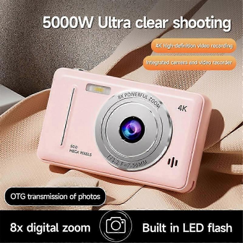 Appareil Photo Numérique 4K Portable Rétro Entrée de Gamme Double Appareil Photo Flash 50 Millions de Pixels Mise au Point Automatique