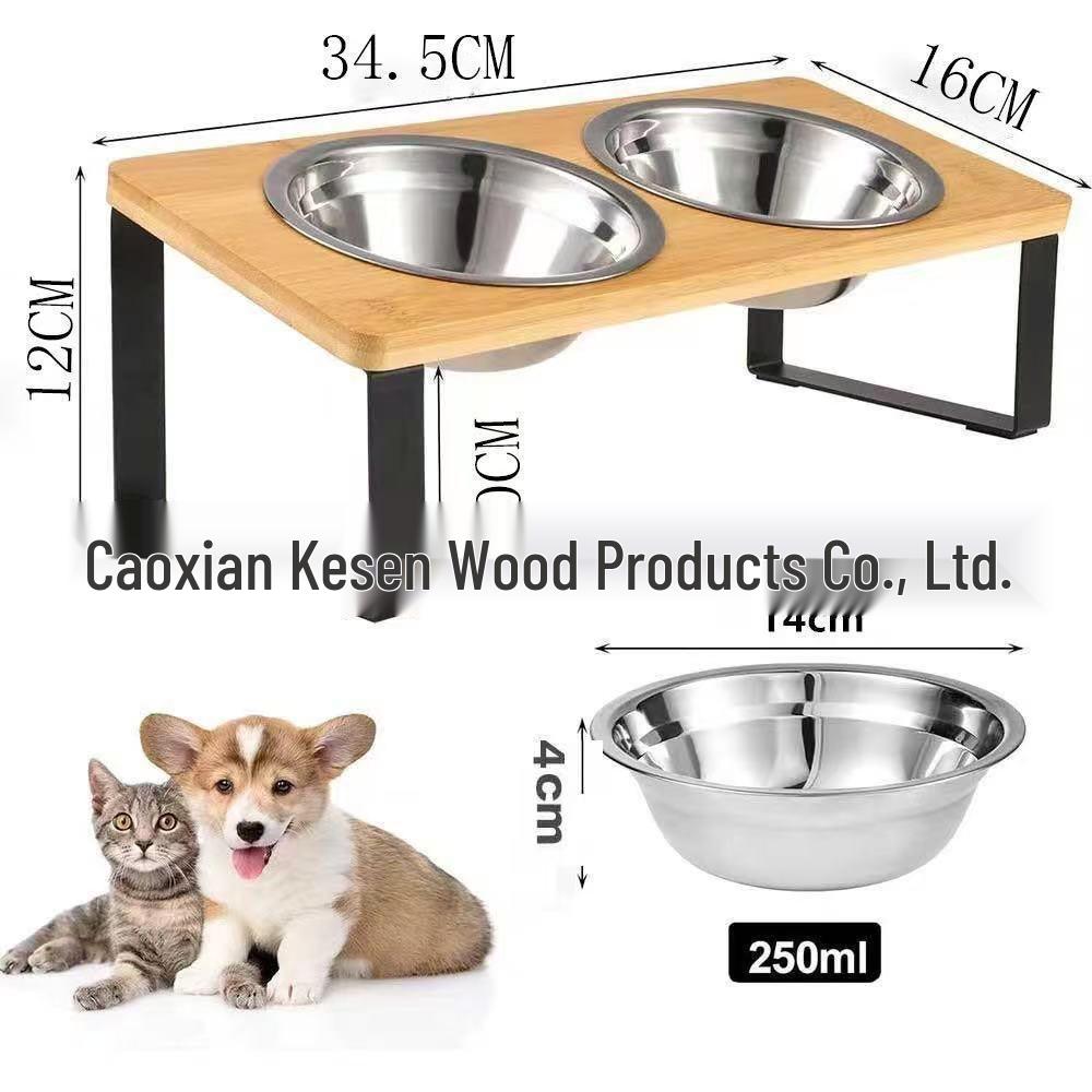 

Wooden Double Cat Bowl Stand – Detachable Feeder Table