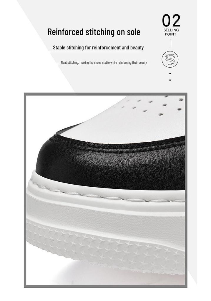 Men's Height Increasing Platform Shoes - 6CM Lift, Thick Sole, Cowhide Surface, Sports-Inspired, Fashionable Casual Footwear for Spring and Autumn