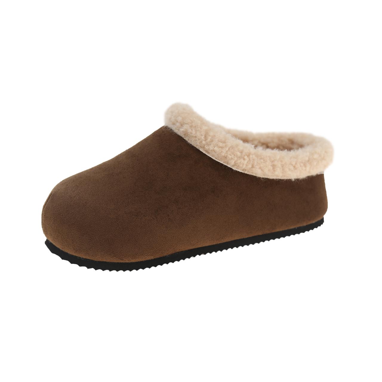 

Модные зимние новые тапочки-баотоу, женские модные с круглым носком, с глубоким вырезом, из замши, противоскользящие, износостойкие, на плоской подошве 40 хаки