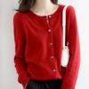 Women's Autumn Thin Round Neck Knitted Cardigan, Simple and Elegant Short Jacket