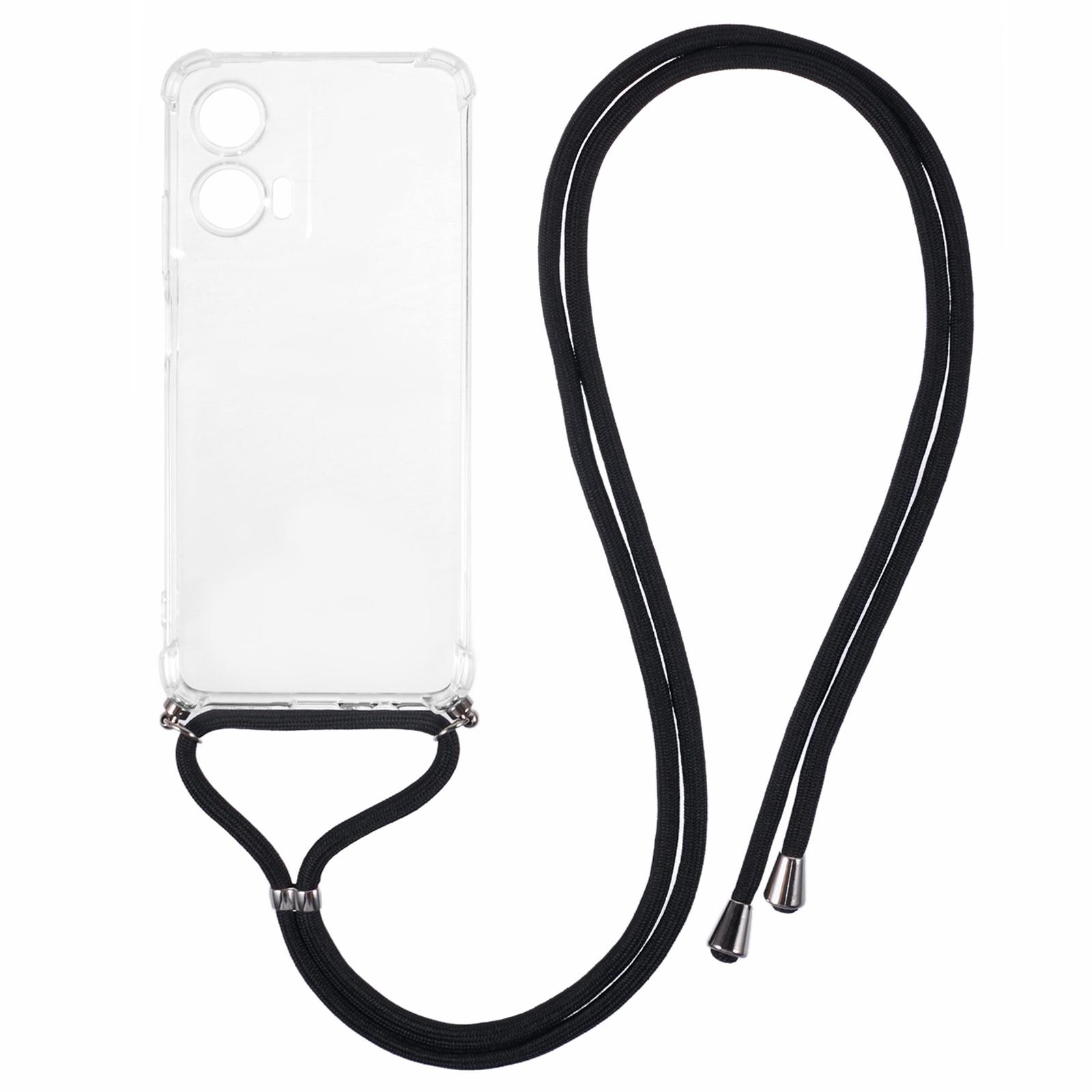 

For Motorola Moto G35 5G Case Reinforced Corner TPU Clear Phone Cover with Lanyard A
