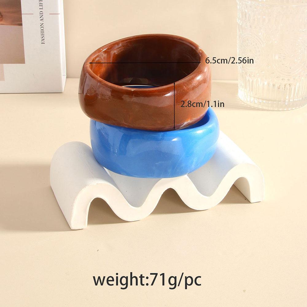 Retro Irregular Geometric Chunky Brown Resin Bangles Wide Acrylic Bracelets Bangle for Women Girls Summer Jewelry