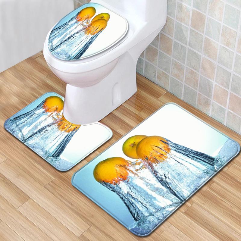 Small Fresh Toilet Three-Piece Floor Mat Bathroom Absorbent Non-Slip Carpet Door Mat