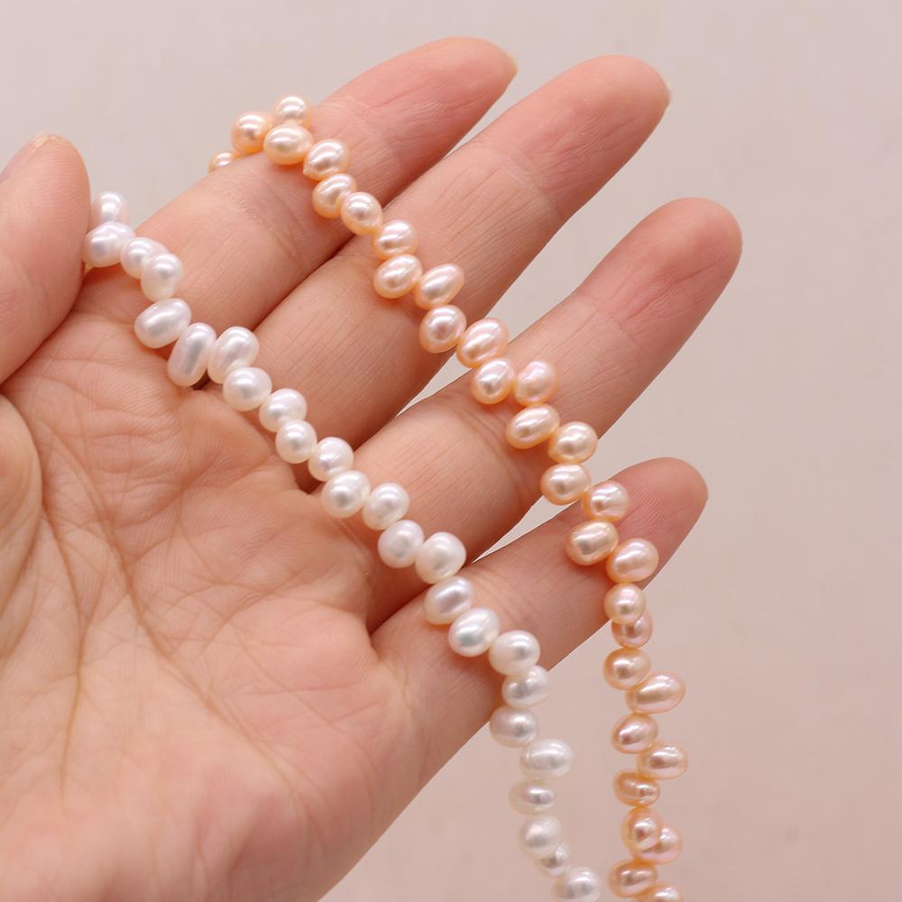 1String, Top Sided Drilled Hole Pearl 5-6mm, Fashion Women Natural Freshwater Pearl Beads for Jewelry Making DIY Crafts, Luxury Bulk Gifts 36cm