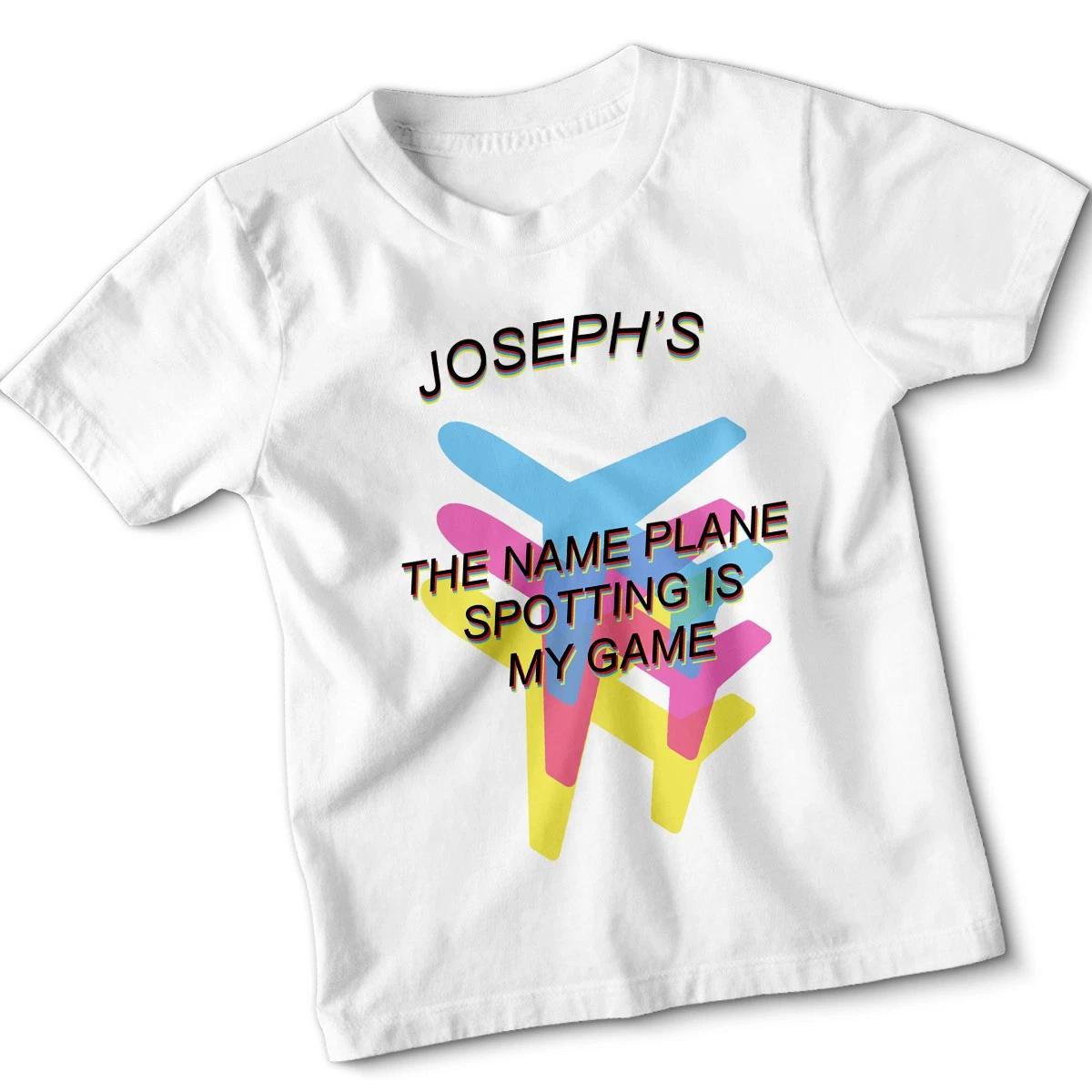 Personalised Plane Spotting Kids T-Shirt Custom Name Boys Tee 150