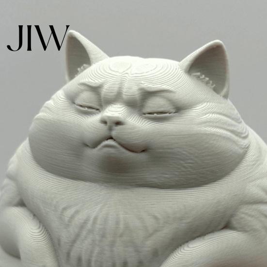 Handmade Craft Supplies for Adults Fat Cat Figurine, Cute Lazy Desk Car Decor with Solid Base, Desktop Decorations Office Mini Calming Statue Office,