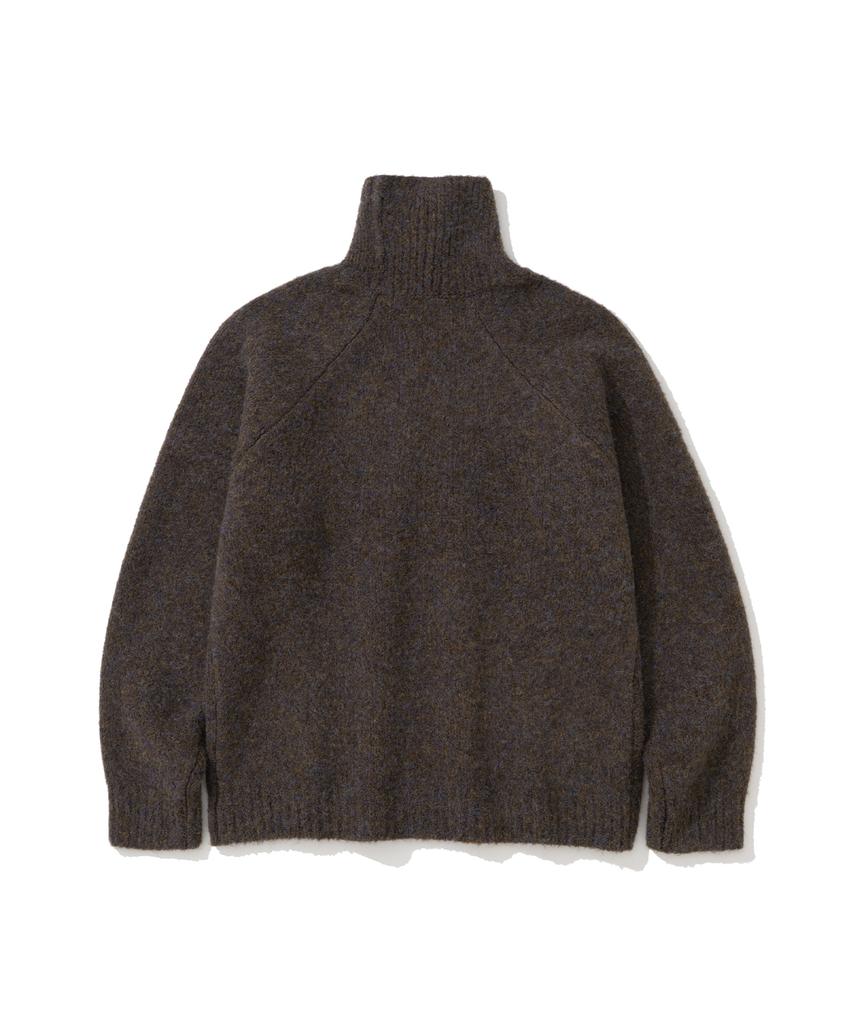 KNITTED Boucle Turtleneck Knit Brown