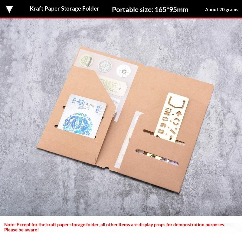 Kraft Paper File Folder For Refillable Travel Journals Standard Passport Size Refill Insert Cards Organizer