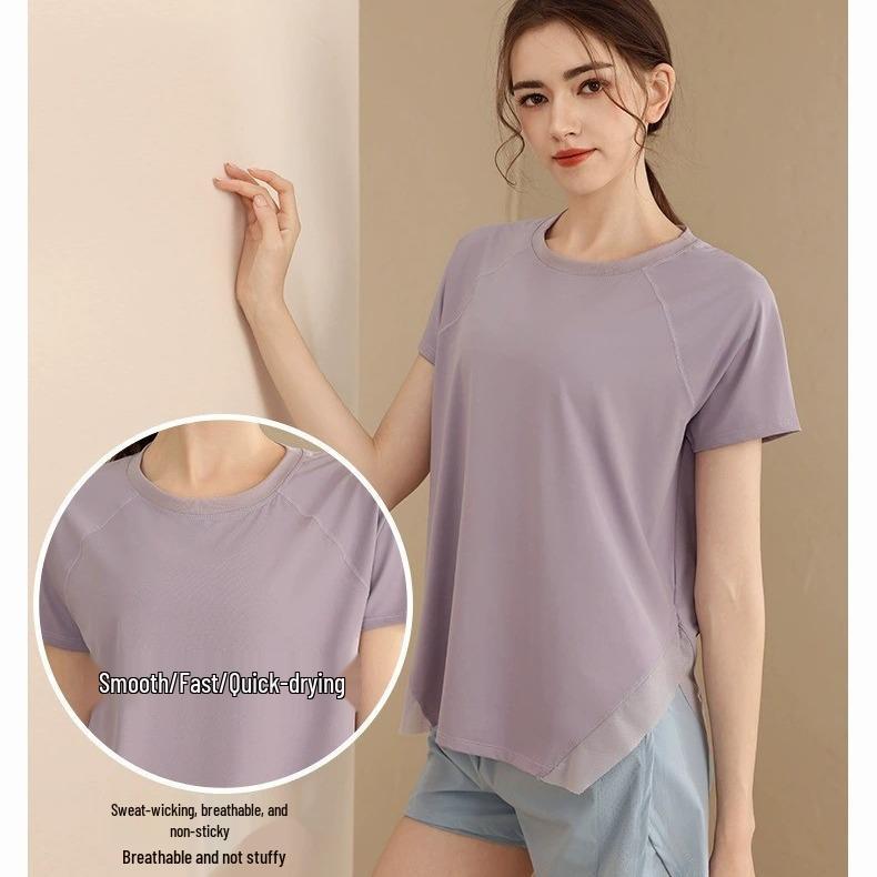 

Women s High-End Running & Yoga Loose Fit Short Sleeve T-Shirt Medium чорний