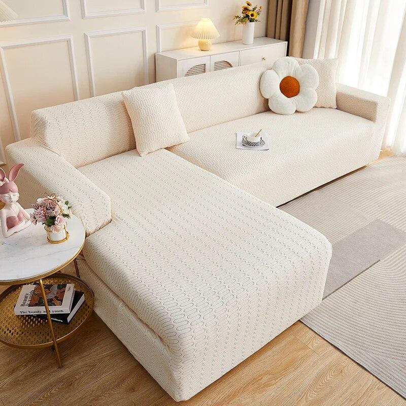 Žakárový potah na pohovku do obývacího pokoje, potah na sedák pohovky, nastavitelný potah na pohovku, rohový potah na pohovku ve tvaru L, domácí dekorace, pratelný