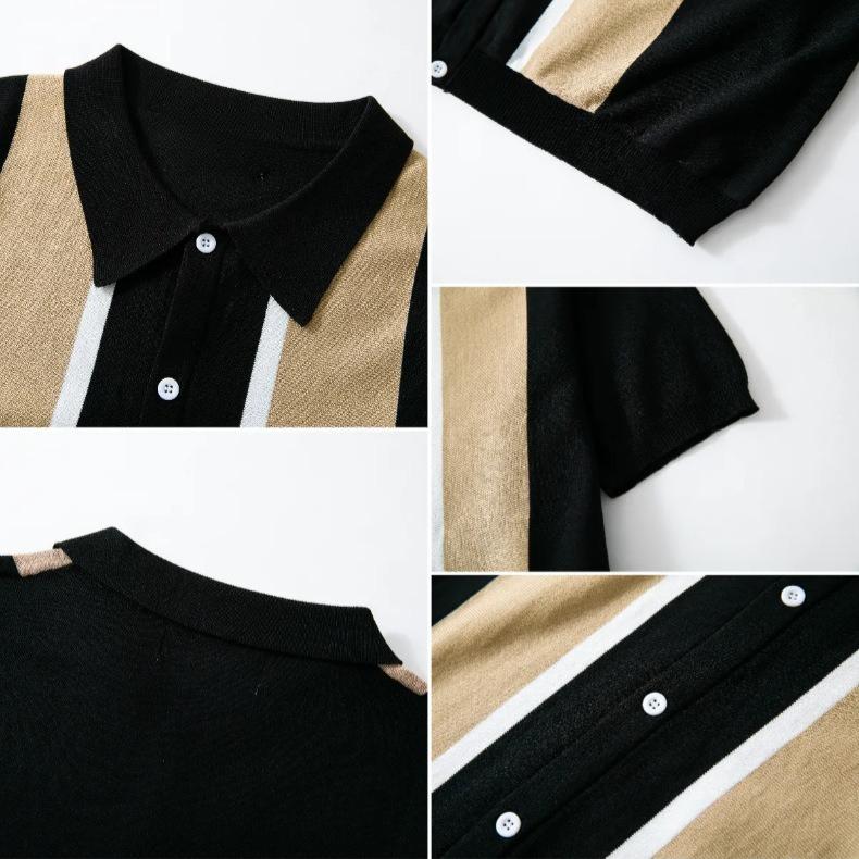 Casual Striped Short Sleeve Shirts for Men Breathable Button Down Collared Shirt Tops Beach Vacation Lightweight Golf Shirts Men's Summer Shirts