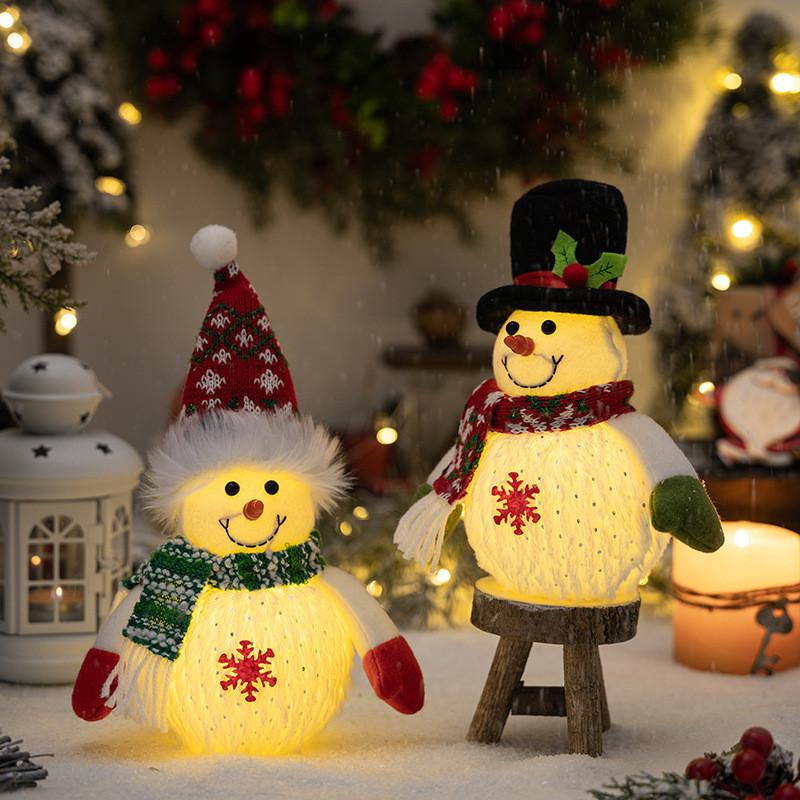 Charming Snowman Plush Figure With Magical Led Lights For Holiday Decoration Gifts And
