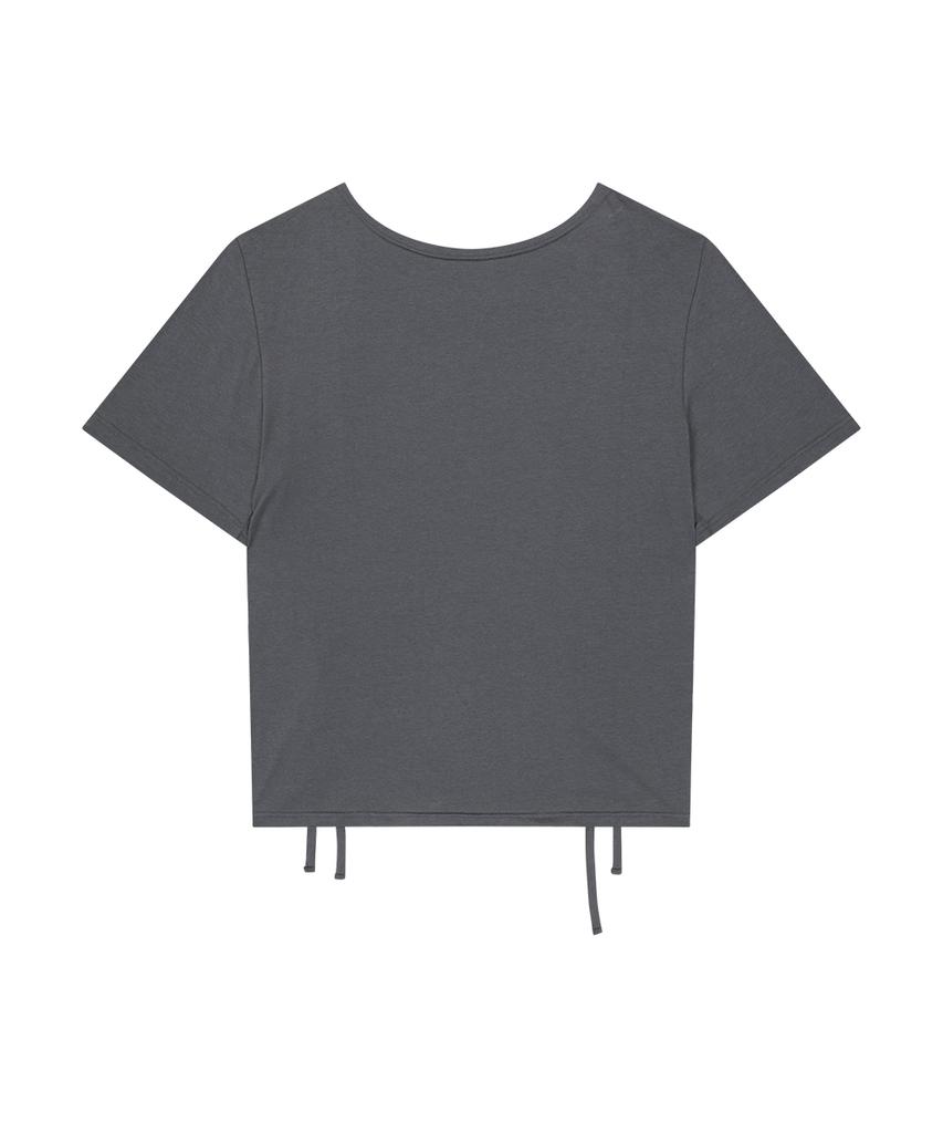 Aejeuyua Horse Eyelet Oversized T-Shirt Charcoal