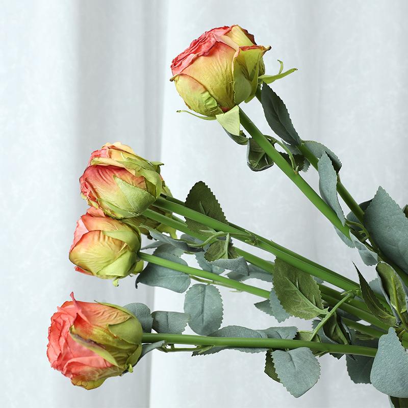 

8 roasted edge rose bouquet, wedding simulation flower home decoration fake flower ornament simulation rose bouquet