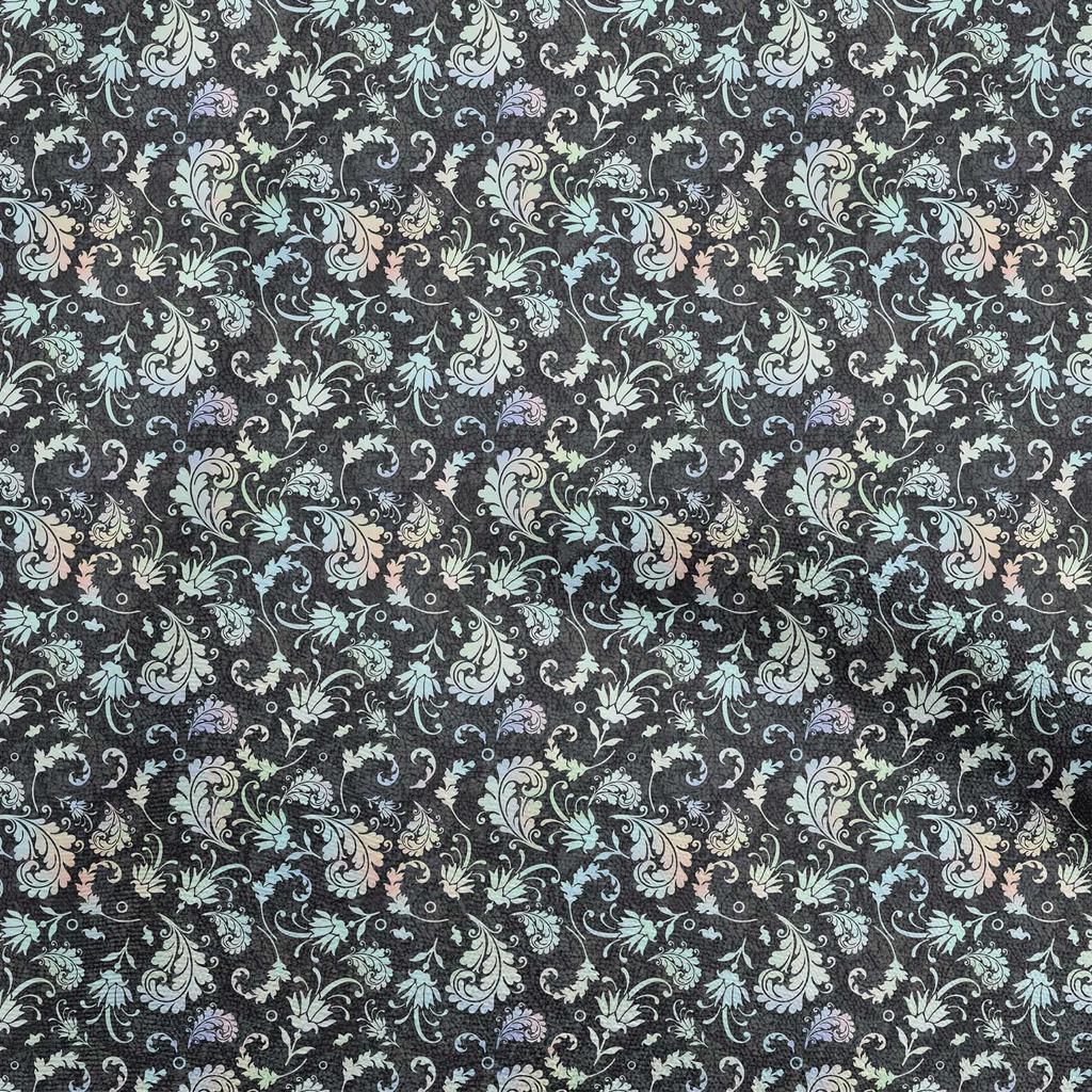 oneOone Cotton Flex Blue Fabric Damask Diy Clothing Quilting Fabric Print Fabric By Yard 40 Inch