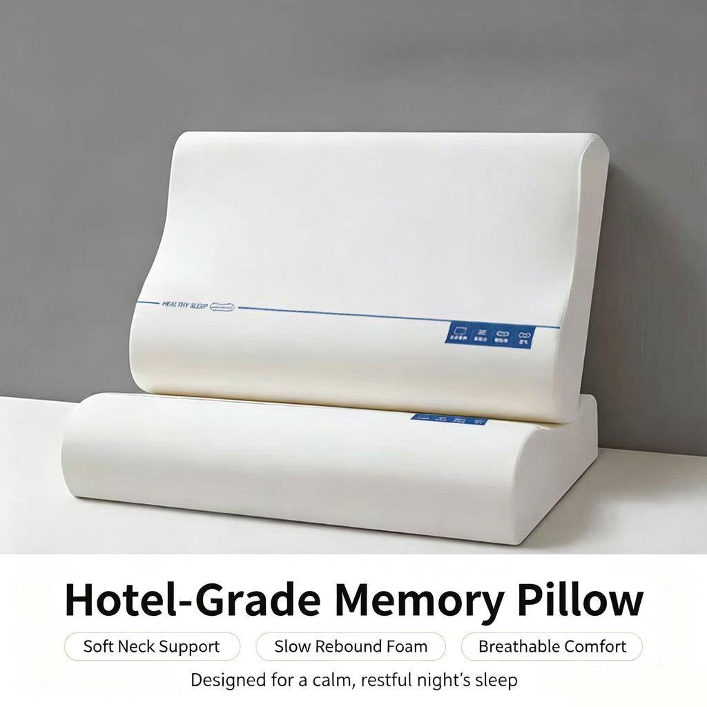 Memory Foam Pillow, Slow Rebound Neck Support Orthopedic Bed Pillow, Breathable Comfort Hotel Home Use