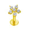 G23 Titanium Threadless Piercing16G/18G/20G  Heart Shape Flower Push Pin Labret Lip Ring Stud Piercing Earring Zircon