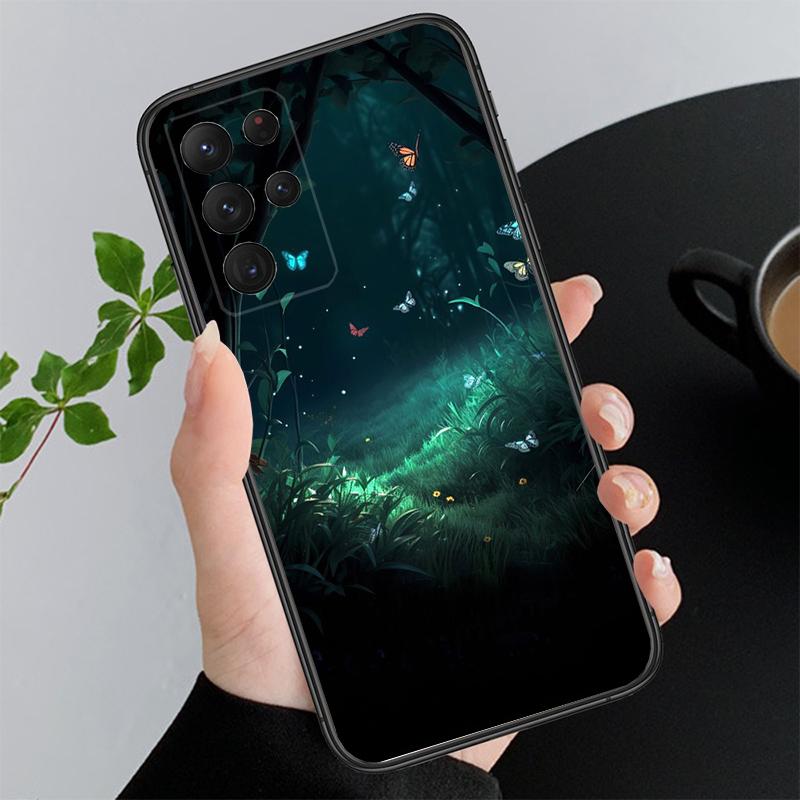 Nocny Motyl Leśny Drzewo Księżyc Etui na Telefon Dla Samsung A35 A55 A54 A15 A25 A05s A05 A22 A24 A52 A33 A34 M34 M14 M54 M23