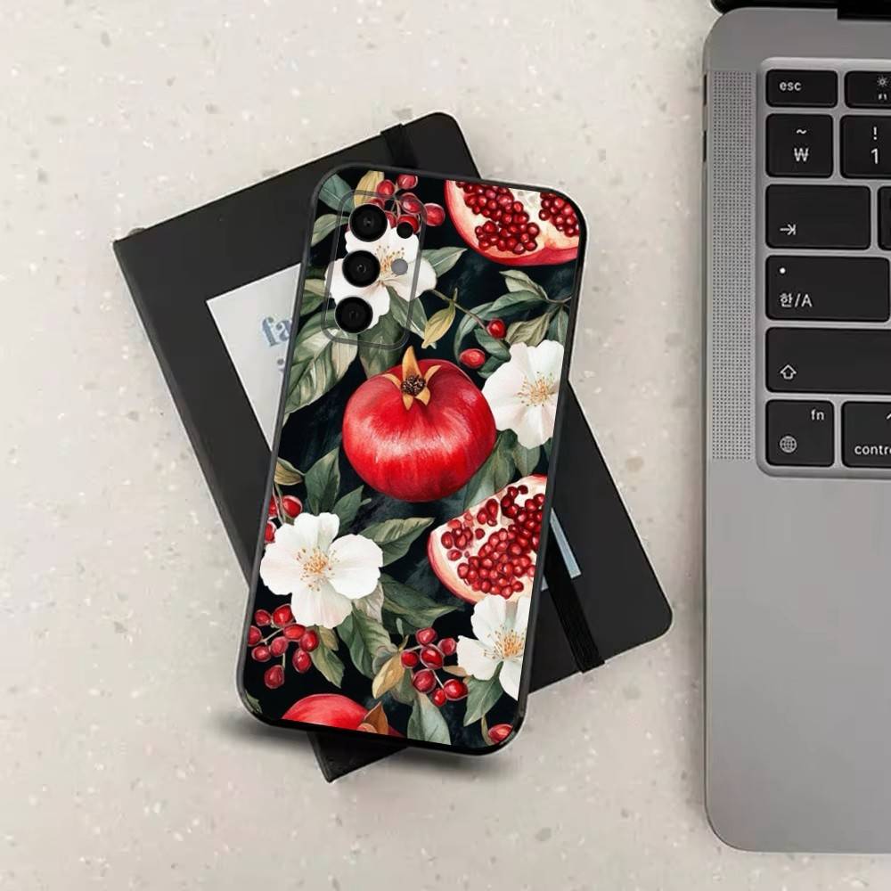 Tasty Fruit Pomegranate For Samsung Galaxy A53,31,52,72,41,Note,J7,8,9,5G,22,73,32,71, Soft Black Silicone Case