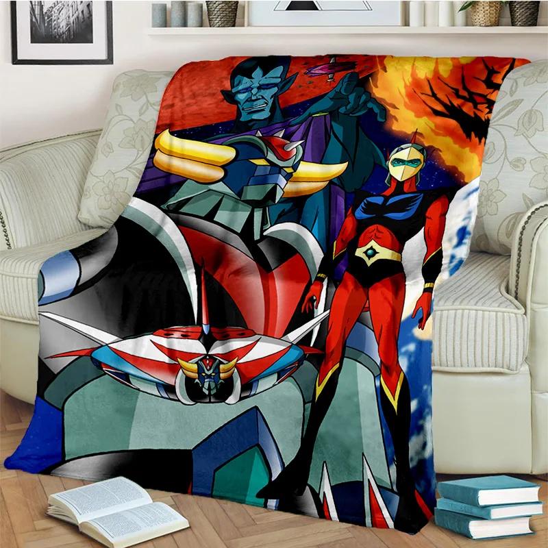 Cartoon UFO Robot Grendizer Anime Blanket,Soft Throw Blanket for Home Bedroom Bed Sofa Picnic Travel Office Cover Blanket Kids