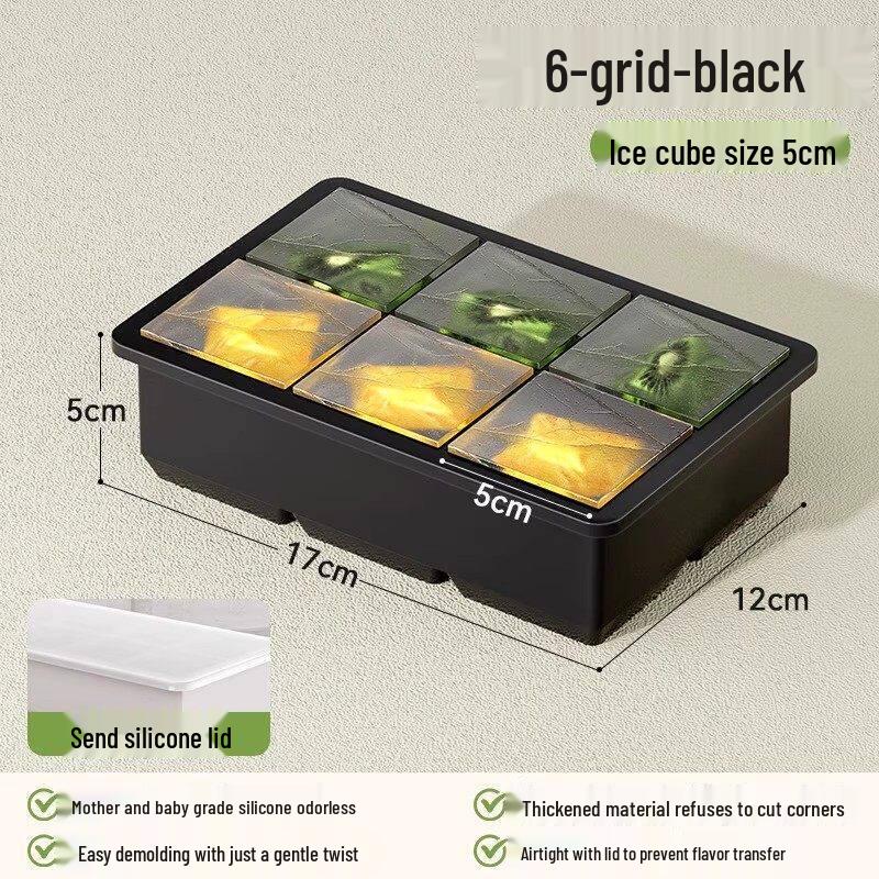 Food-Grade Silicone Large Ice Cube Tray with Lid