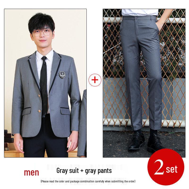 Unisex College-Style JK Uniform: Pleated Skirt & Suit Set