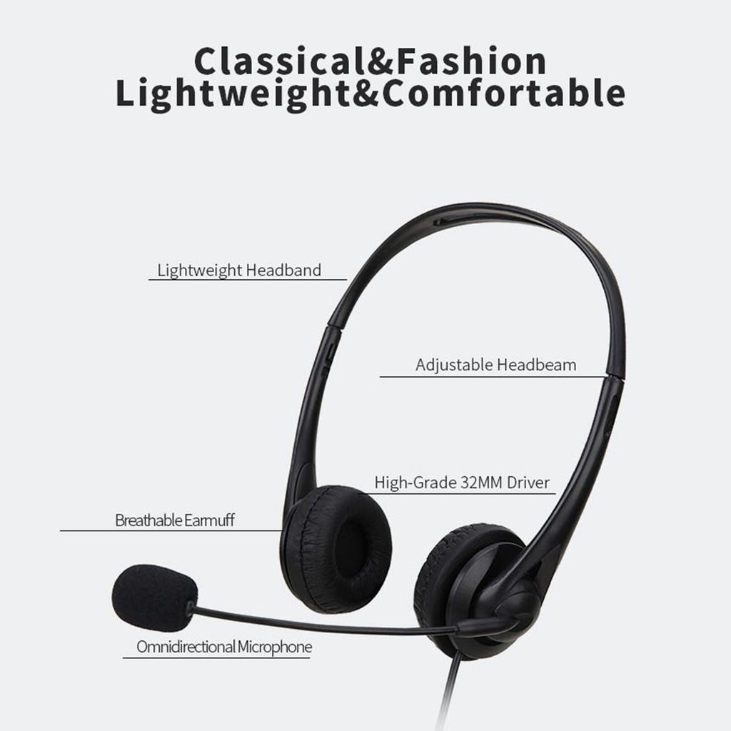 SY490MV Call Center Wired Headset Wired Control USB+3.5MM Port With Microphone Telephone Operator Headphone Noise Canceling for